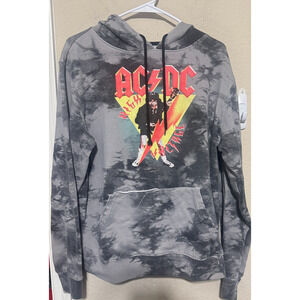 AC/DC Hoodie Pullover Sweatshirt High Voltage Band Distressed Tie Dye Mens M